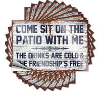 Accesorios para coche Come Sit On The Patio with Me The Drinks are Cold and The Friendship is Free Funny Sticker 10 Pcs Stickers for Car Man Cave Sign Funny (6 x 9 cm)
