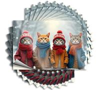 Accesorios para coche, cuatro gatos vestidos con abrigos de invierno, 10 unidades, paquete de calcomanías para decoración de pared de cueva de hombre (12 x 18 cm)