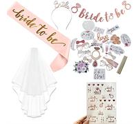 Accesorios para despedida de soltera, 28 unidades de faja y velo, diadema de novia con todos los gadgets son para bromas espontáneas y selfies con la novia