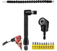 Accesorios para Destornillador Angular,Adaptador de Taladro de 105 Grados,Eje Flexible Destornillador,Vástago Hexagonal de 1/4 Pulgadas,Ángulo Recto Taladro Socket Broca 4PC para Destornillador