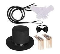 Accesorios Para Disfraces De Maestro De Ceremonias: Conjunto Completo De Maestro De Ceremonias, Juego De Guantes De Látigo Con Charreteras Para Sombrero, Accesorios Para Pajaritas Para Fiestas Temátic