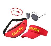 Accesorios para disfraz de salvavidas con visera, riñonera y gafas de sol