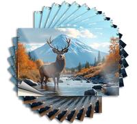 Accesorios para el automóvil, alce de pie en el río con telón de fondo de montaña, paquete de 10 calcomanías para decoración de pared de cueva de hombre (12 x 18 cm)