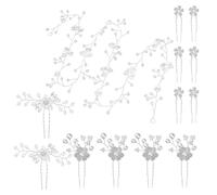 Accesorios para el cabello de novia 13 piezas Horquillas para el cabello nupciales brillantes de cristal y accesorios para el cabello de perlas largas Tocado decorativo para niñas de flores Accesorios