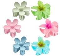 Accesorios para el cabello de plumeria hawaiana, bonitos clips de garra de flores grandes para cabello fino y grueso, clips preparados para mujeres y niñas, paquete de 6