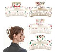 Accesorios para el cabello navideños 4 unidades pinzas pelo Navidad mujer niñas clips decorativos color rojo y verde con motivos festivos para fiestas disfraces regalos