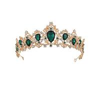 Accesorios para el cabello para mujeres barroco vintage verde tiara coronas novias azules rojo reina corona diadema de novia de novia tiara dorado06