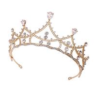 Accesorios para el cabello para mujeres Fashion Crystal de lujo AB Crown Crown Tiaras Light Gold Tiaras for Women Bride Wedding H (Gold S) (K Small)