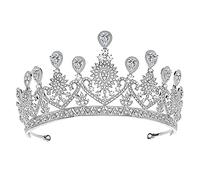 Accesorios para el cabello para mujeres Luxury GRANDE Mujeres tiaras de boda nupciales Tiaras y accesorios para el cabello de la diadema de la corona (oro s) (plata pequeña)