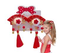 Accesorios para el cabello rojo para niñas, clip de pelo estilo chino, lazos rojos con borlas, accesorios para el cabello de Año Nuevo para el día de la madre, niños, familia, amigos