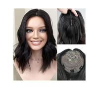 Accesorios para el cuidado del cuerpo para mujeres, 25,4 a 50,8 cm, pelo humano ondulado natural, 20,3 x 20,3 cm, base de seda, extensiones de pelo ondulado, extensiones de cabello con clip, color