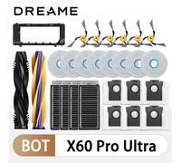 Accesorios para el robot aspirador Dreame X60 Pro Ultra / X60 Pro: cepillo principal, cepillo lateral, paño para trapear, filtro HEPA, bolsa para el polvo y piezas de repuesto. 20 Mop Cloths