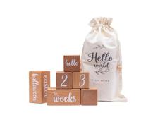 Accesorios para fotos de hitos de bebé de madera natural para seguimiento mensual del crecimiento y decoración de guardería, accesorios de fotos, juego de hitos de crecimiento del bebé