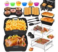 Accesorios para Freidora Aire Ninja Foodi Max Dual Zone AF400EU AF451EU 9,5L, Molde Silicona para Freidora Aire Russell Hobbs 2 Compartimentos 9L