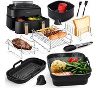 Accesorios para Freidora Aire Philips Airfryer Serie 3000-5000 9L, Molde Silicona Plegable, Molde Horno Reutilizable para Philips Dual Basket Airfryer NA350/NA550 9L