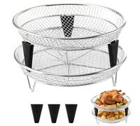 Accesorios para Freidora de Aire, Accesorios Redondos para Freidora de Aire Caliente, Parrilla para Freidora de Aire Apilable, Rejilla para Freidora de Aire de Acero Inoxidable 304