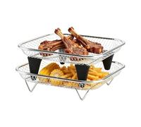 Accesorios para freidora de aire | Bandeja apilable de acero inoxidable, juego de 2 cestas freidora de aire para horno - Para tostar cocinar deshidratar y preparar comidas accesorio de cocina ganancia