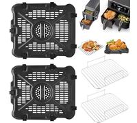 Accesorios para freidora de aire caliente, 4 unidades, apto para Ninja Double Stack XL Air Fryer freidora de aire caliente de 9,5 L, 2 x Air Fryer Grill Pan & 2 x rejillas de acero inoxidable