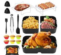 Accesorios para freidora de aire caliente, juego de 16 moldes de silicona para la AF500EU 10,4 L, alfombrilla de silicona para freidora de aire caliente, 1 x 10,4 l y 2 x 5,2 l, molde de silicona con