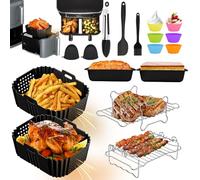 Accesorios para Freidora de Aire Caliente Ninja, 21 piezas de Accesorios para Ninja Double Stack XL SL400EU 9,5 L, Molde de Silicona Airfryer Accesorio para Ninja AF400EU AF300EU y 7,6L-9,5L Dual Zone