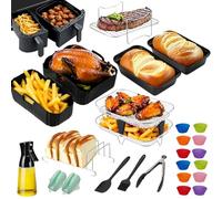 Accesorios para freidora de aire caliente para cesta doble de 6 L y 3 L, juego de accesorios para freidora de aire para Philips NA350/NA351/NA352 con moldes de silicona, parrilla, molde para muffins