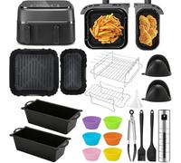 Accesorios para freidora de aire caliente para Philips Dual Basket Airfryer 3000-serie 6L/3L - 23 piezas Airfryer molde de silicona Set de accesorios - Parrilla, molde para tartas Philips Airfryer