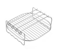 Accesorios para freidora de aire con brochetas - Parrilla de acero inoxidable de doble capa, estante multiusos, soporte para cocinar, cocinar al vapor, hornear | Compatible con freidora de aire de 6