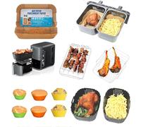 Accesorios para freidora de aire dual, Accesorios Air Fryer para Cecotec 9L, Ninja Foodi AF300E AF400EU,CHEFREE AFW20 8L. Accesorios Dual Airfryer, soporte para air fryer, forros para air fryer, etc.