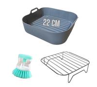 Accesorios para freidora de aire: molde 22 cm, rejilla y cepillo de limpieza, compatible con Cosori 6,4 Dual Blaze y Cosori Turboblaze, reutilizable, fácil de limpiar