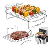 Accesorios para freidora de aire Ninja Foodi AF300EU Flexdrawer Dual Air Fryer 10.4L - 2 piezas de estante para freidora de aire con 5 pinchos para kebab, parrilla de acero inoxidable 304