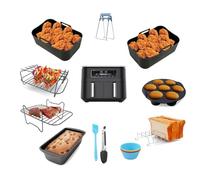 Accesorios para freidora de aire Ninja Foodi Dual, AF300UK 7.6L, AF400UK 9.5L, SL400UK, Tower T17088 9L, COSORI 8.5L, juego de 11 incluyendo forros de silicona para freidora de aire, estante para
