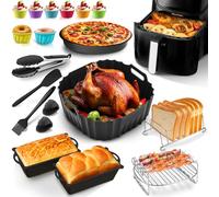 Accesorios para Freidoras de Aire Caliente Russell Hobbs 4L y Philips Airfryer 2000 Series 4,2L, Juego de 19 Accesorios para Airfryer para Philips NA229, con Revestimiento de Silicona Reutilizable