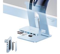 Accesorios para iMac de 24 Pulgadas con Carcasa para SSD M.2 NVMe | PULWTOP iMac USB HUB con USB A/C 10 Gbps, SD/TF, M.2 SSD Case, USB C Hub para iMac M1/M3/M4 & Studio Display 27"-Azul