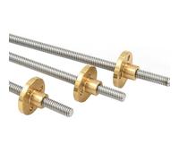 Accesorios para impresoras 3D, tornillo trapezoidal + tuerca, 1 impresora 3D T5, rosca de 5 mm, carrera de 1/2/4 mm, varilla trapezoidal de acero inoxidable 150-1000 mm, con tuerca de latón (Pitch 1
