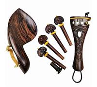 Accesorios Para Instrumentos De Violín Piezas De Violín Talladas Accesorios Con Tornillo Abrazadera Freno Afinador Intestino Reposapiés Barbilla(Rosewood parts 1)