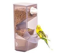 Accesorios para jaulas de pájaros, comedero automático para jaulas de pájaros, translúcido a Prueba de Salpicaduras, alimentador sin ensuciar con cajón, Accesorios de Gran Capacidad con Poste de pie