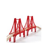 Accesorios para juego de tren de madera SainSmart Jr. Juego de puente colgante doble compatible con Brio Thomas Melissa y Doug