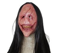 Accesorios para la cabeza de fantasma de terror, máscara de disfraz aterradora, cubierta de pelo transpirable, detalle de dientes realistas, ideal para Halloween, broma, casa embrujada, juego de rol