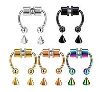 Accesorios para la nariz magnética de titanio Joyería nasal sin perforar Anilla False Anillos Plata Hombre, talla única, Plástico, Sin piedras preciosas