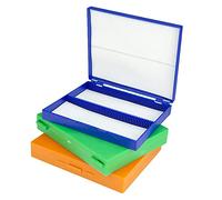 Accesorios Para Microscopios Portaobjetos de microscopio de laboratorio, caja de almacenamiento, blanco, verde, naranja, azul, 100 Uds., dispensador de portaobjetos, estuche de almacenamiento Durabili