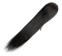 Accesorios para Moño para Mujer 8-24 pulgadas Cola de caballo Cabello real Envoltura Extensiones cola Negro Pelo largo y recto Pasador Pinzas for el cabello Bollo