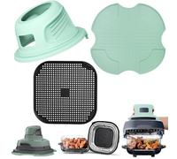 Accesorios para Ninja CRISPi Freidora de aire FN101EU, 3 piezas Rejilla Anti Proyección + Salvamanteles + Funda protectora Reutilizables Accesorios de silicona para Air Fryer (verde claro)