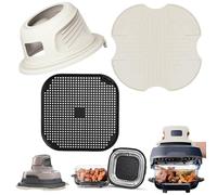 Accesorios para Ninja CRISPi Freidora de aire FN101EU, 3 piezas Rejilla Anti Proyección + Salvamanteles + Funda protectora Reutilizables Accesorios de silicona para Air Fryer (Blanco roto)