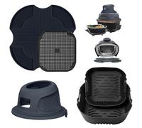 Accesorios para Ninja CRISPi Freidora de aire FN101EU, 5 moldes de silicona + rejilla anti proyección, salvamanteles + funda protectora de silicona para Ninja Air Fryer (azul oscuro)