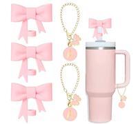 Accesorios para pajitas Stanley Cup, 3 fundas para pajitas a prueba de fugas, silicona, con 2 cadenas de letras