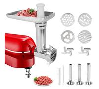 Accesorios para Picadora de Carne y Cortador de Verduras para Kitchen-Aid Robots de Cocina,Accesorios Picadora Incluye 3 Embutidor de Salchichas,4 Placas de Molienda,Kitchen-aid Accesorios