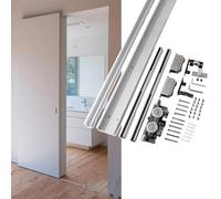 Accesorios para puerta corrediza, kit invisible de cierre suave fantasma para puerta corredera, herrajes para puerta de granero sin rieles para puertas de 24 a 59 pulgadas, riel oculto de montaje en
