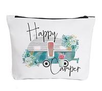 Accesorios para remolques de viaje - Happy Camper - Bolsa de maquillaje para acampada de campamento retro vintage para decoración interior