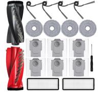 Accesorios para Roborock Qrevo Curv, JKOISL 1*Cepillo de rodillo principal 6*Bolsa de polvo 4*Cepillos laterales 2*Filtro 4*Toallitas para fregona,