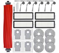 Accesorios para Roborock QV 35A / QV 35S / QR 598 / QR 798 Robot Aspirador 23PCS de Repuesto, 1 Cepillo Principal, 6 Cepillos Laterales, 4 Filtros HEPA, 6 Paños de Fregado, 4 Bolsas Para el Polvo
